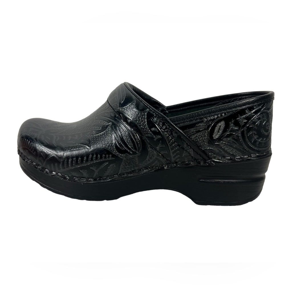 Dansko Black Tooled Leather Professional Clog Shoes Womens EU 36 US 5.5-6 - Picture 5 of 12